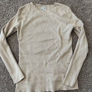 Cielo Ribbed Beige Long Sleeve Top